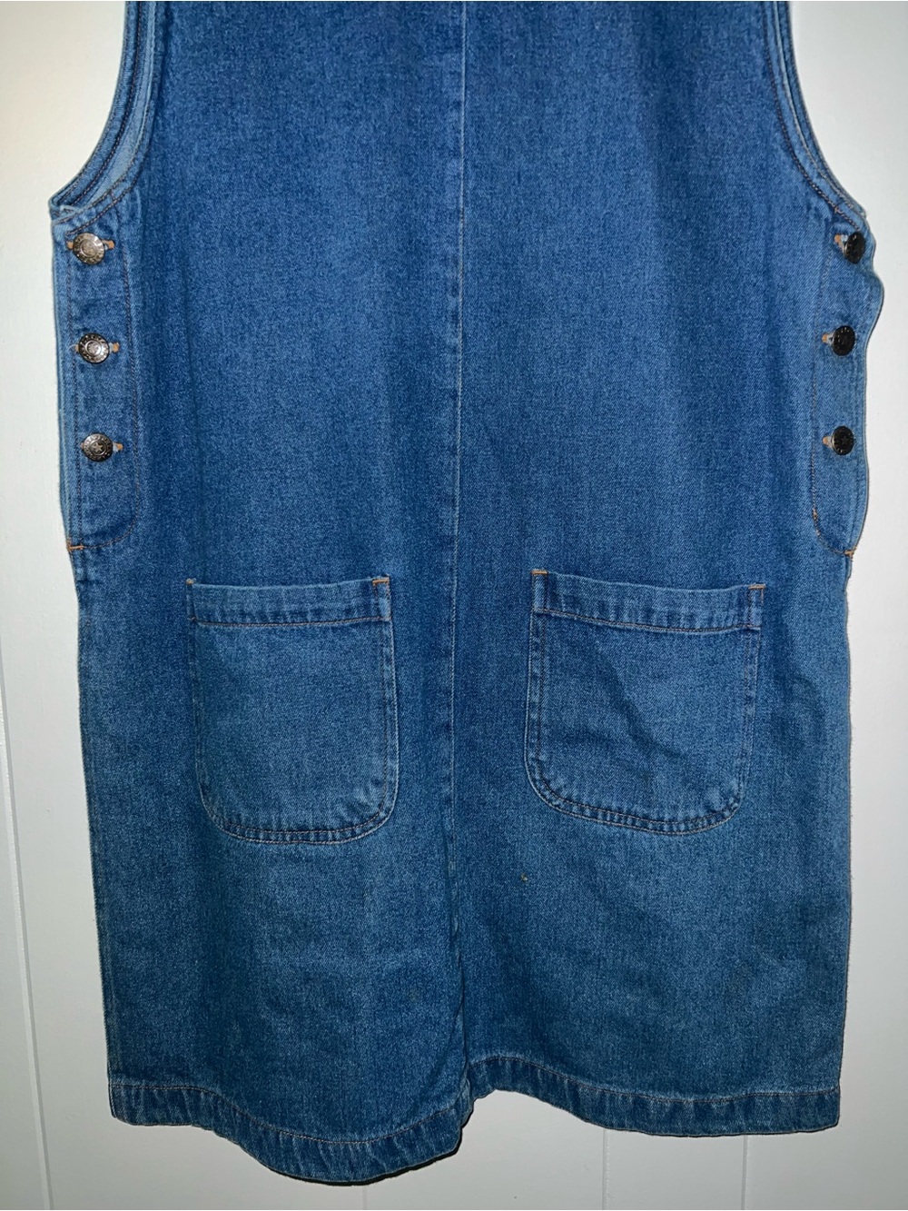 Vintage 90’s Denim Pinafore Grunge Cottagecore Pockets Jumper Dress Blue Size 14 - Picture 7 of 13